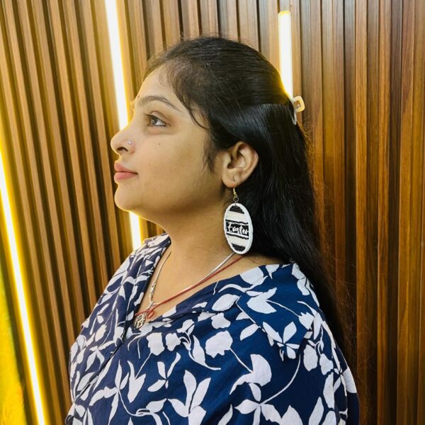 Black & White Easter Beaded Oval Earrings