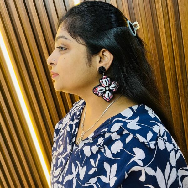 Shell & Bead Floral Statement Earrings